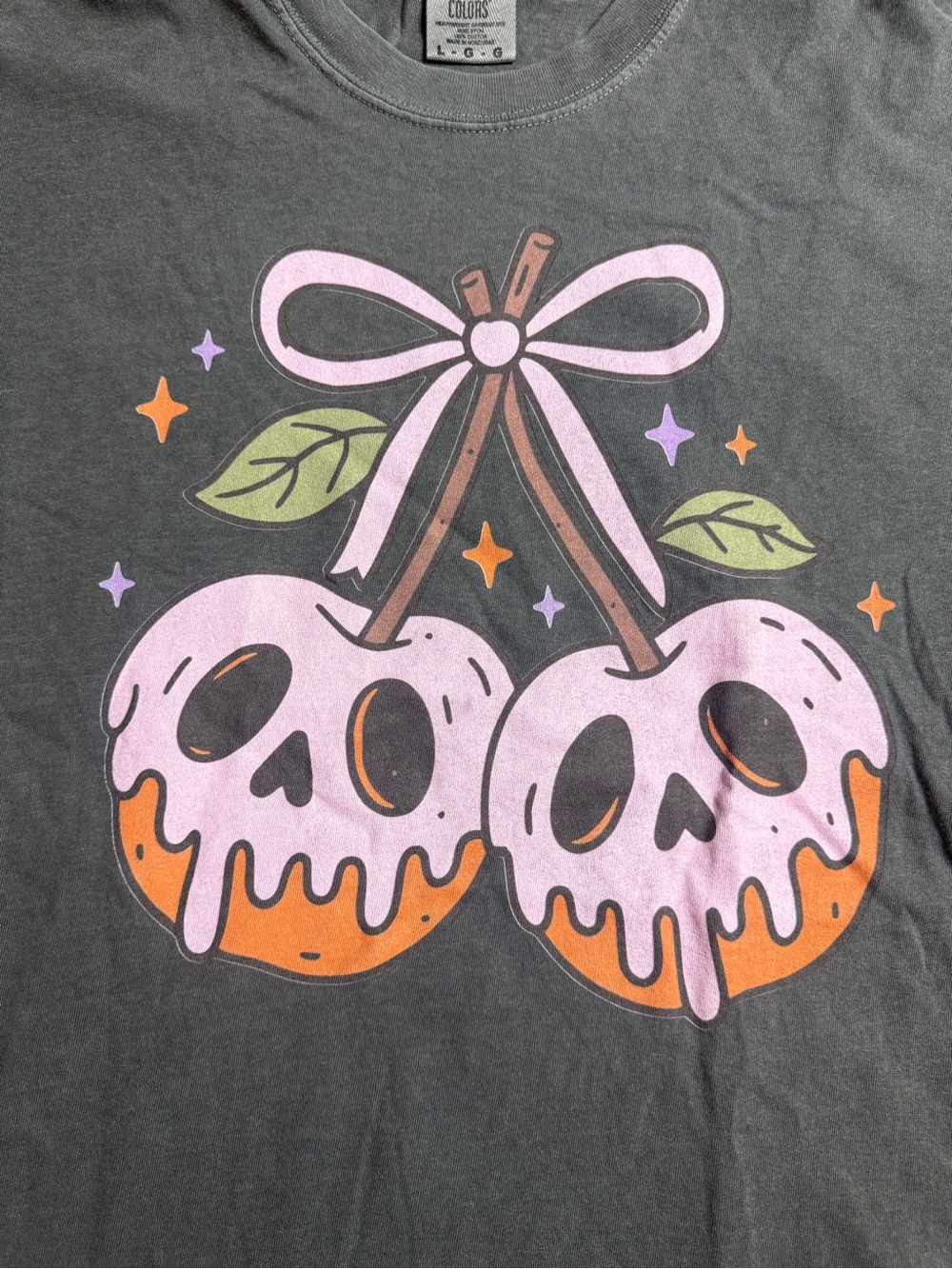 Comfort Colors Pepper Tee with Dripping Cherry Skull Graphic - Picture 4 of 6